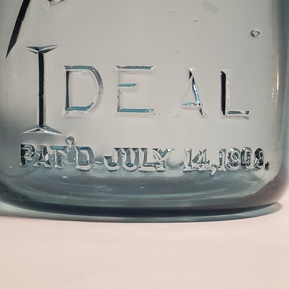 BALL Ideal Canning / Mason Jar 1 Quart Aqua Blue Mold #4 Vintage 1923 To 1933 - Picture 4 of 13